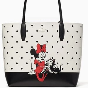 disney x kate spade new york minnie mouse tote bag reversible black polka dot